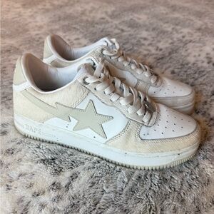 Bape White Cream Bapesta Low Top Sneakers